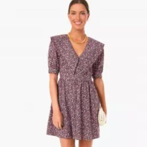 Small Hyacinth House Sadie Floral Mini Dress with Puff Sleeve & Ruffled Collar